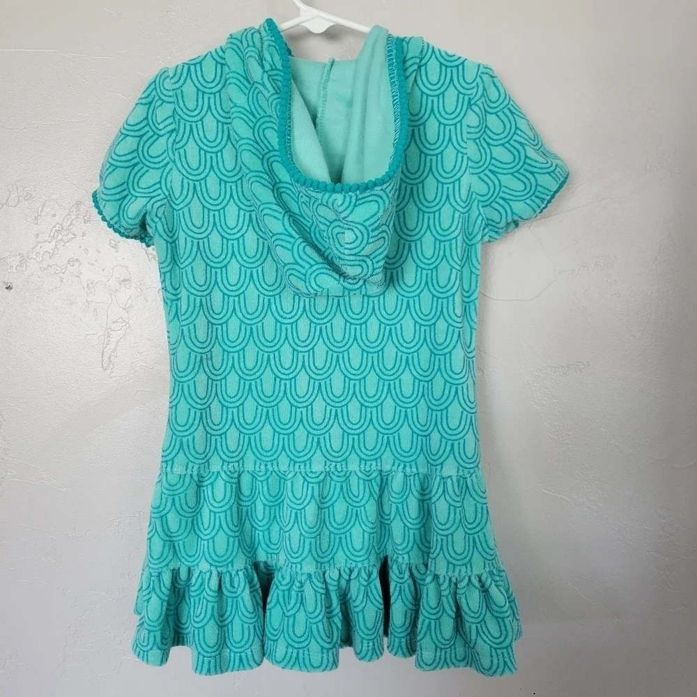 Cat & Jack Little Girls XS 4-5 Turquoise Blue Swim Towel Dress Cover Up Full Zip
